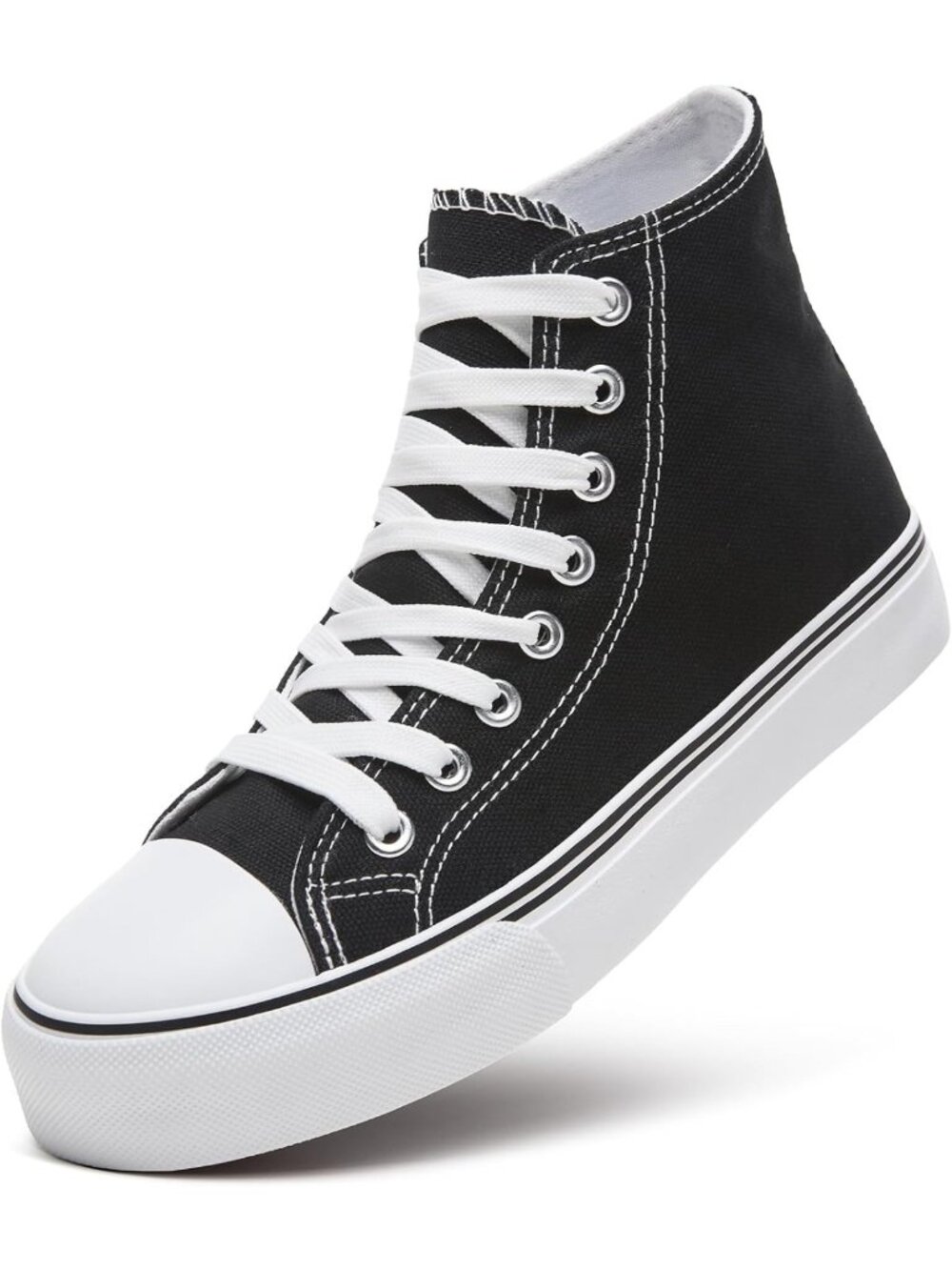 Stylish High Top Canvas Sneakers for Women | Lace-Up Casual Tennis Walking Shoes